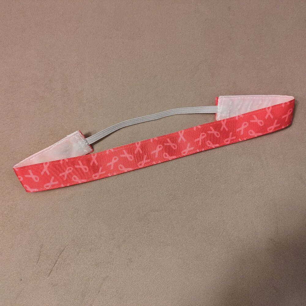 HandSewn Breast Cancer Headband -  No-Slip w/ Velvet Backing, Athletic Aesthetic